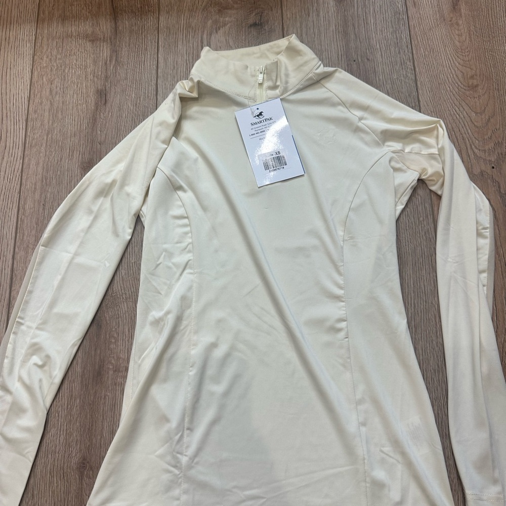 Elegant Cream Long Sleeve Women's Top. Ridding baselayer.